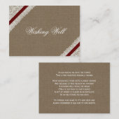 FAUX rode kant en jute wenskaarten Informatiekaartje (Voorkant / Achterkant)