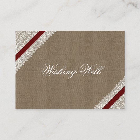 FAUX rode kant en jute wenskaarten Informatiekaartje (Voorkant)