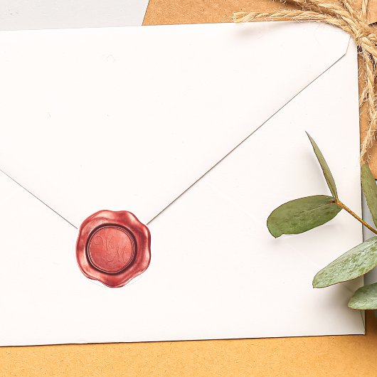 Faux Rode Was Initialen Monogram Ronde Sticker