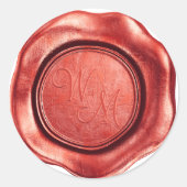 Faux Rode Was Initialen Monogram Ronde Sticker (Voorkant)