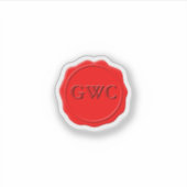 Faux Rode Wax Seal Monogram Aangepast Sticker (Voorkant)