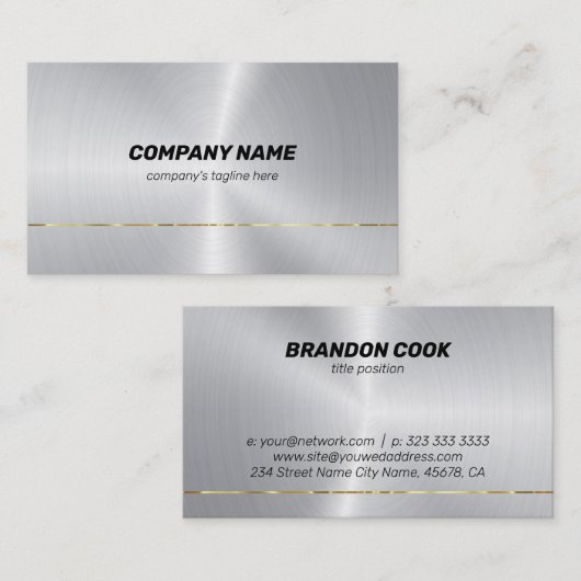 Faux roestvrij staal goud accent visitekaartje (Voorkant / Achterkant)