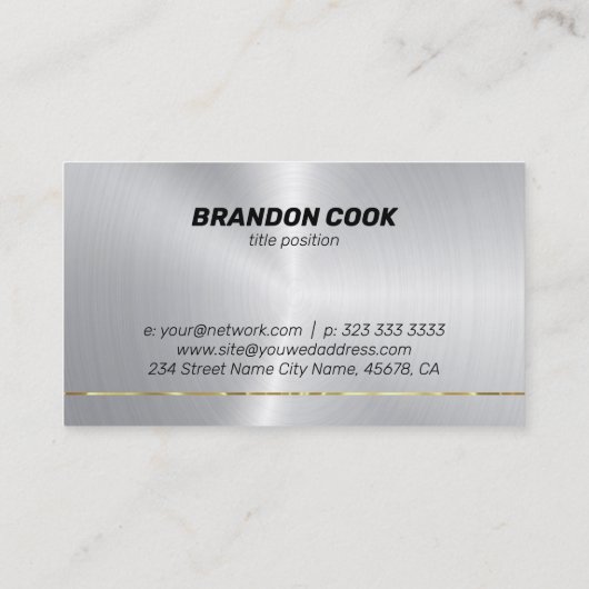 Faux roestvrij staal goud accent visitekaartje (Achterkant)