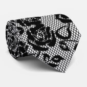 Faux Romantic Black Rozen Lace Fishnet Stropdas (Opgerold)