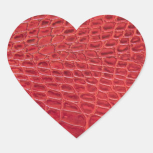 Faux rood alligator leer hart sticker