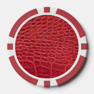 Faux rood alligator leer poker chips