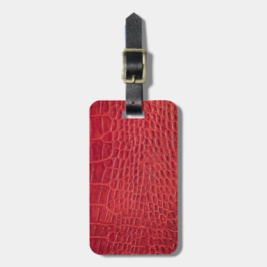 Faux rood alligatorleder bagagelabel (Voorkant verticaal)