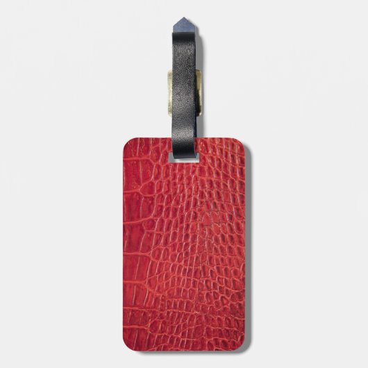 Faux rood alligatorleder bagagelabel (Achterkant verticaal)