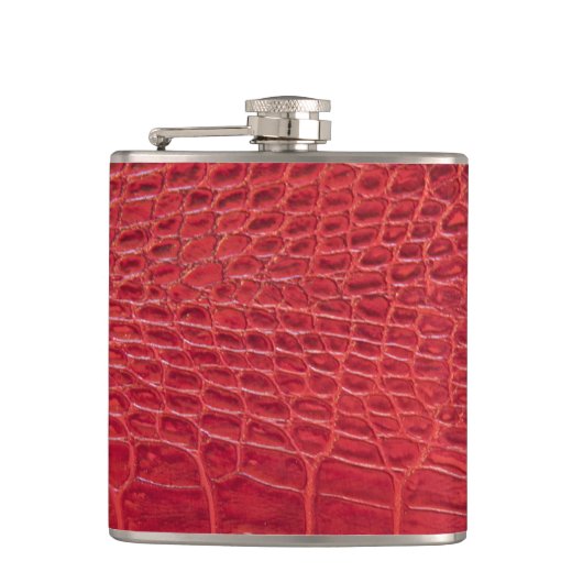 Faux rood alligatorleder heupfles (Voorkant)