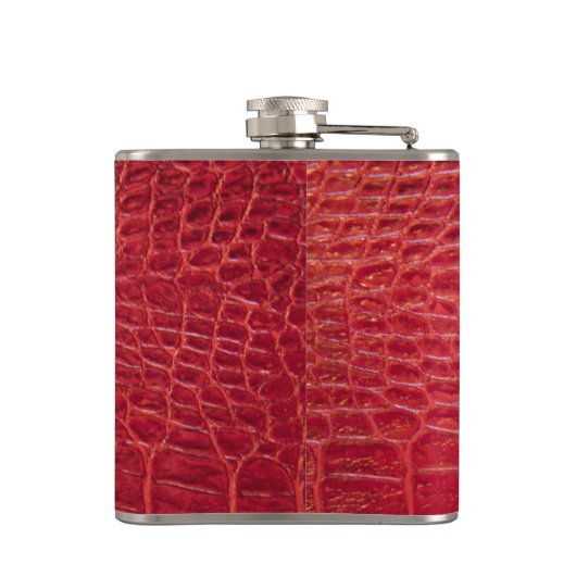 Faux rood alligatorleder heupfles (Achterkant)