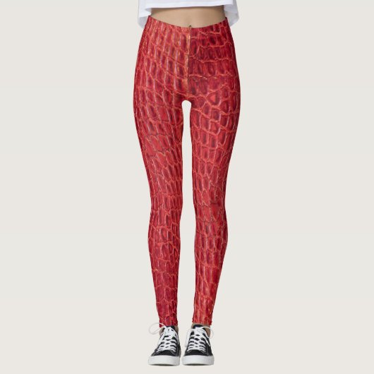 Faux rood alligatorleder leggings (Voorkant)