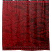 Faux rood fluweel douchegordijn (Voorkant)