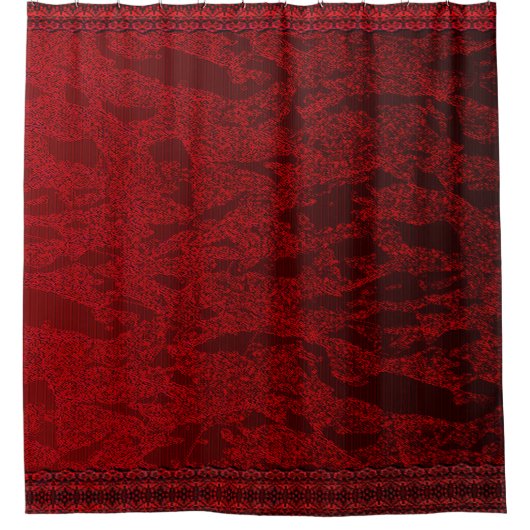 Faux rood fluweel douchegordijn (Voorkant)