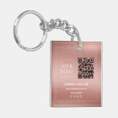 Faux Roos Gold | Aangepaste QR-code Business Logo Sleutelhanger (Voorkant Links)