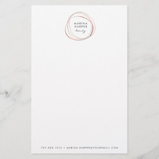 Faux Roos Gold Abstract Logo Briefpapier (Voorkant)