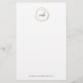 Faux Roos Gold Abstract Monogram Briefpapier (Voorkant)