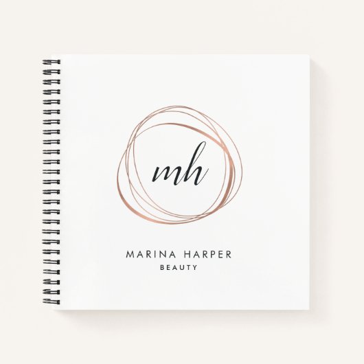 Faux Roos Gold Abstract Monogram Notitieboek (Voorkant)