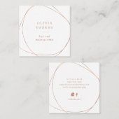 Faux Roos Gold Abstracte Cirkel | wit Vierkante Visitekaartje (Voorkant / Achterkant)