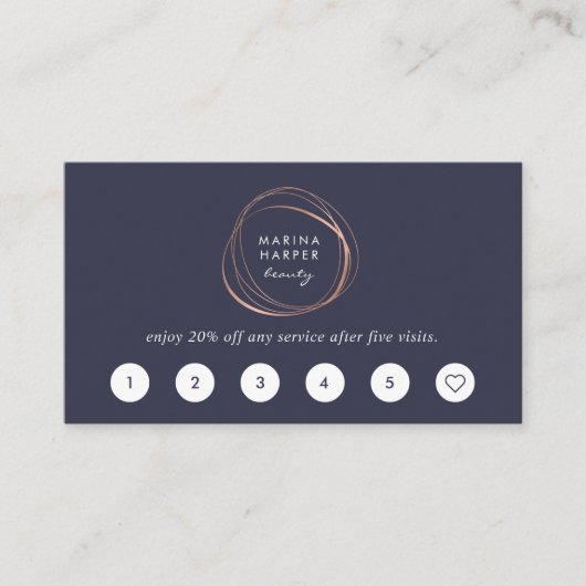 Faux Roos Gold Abstracte Logo Loyalty Kaarten (Voorkant)