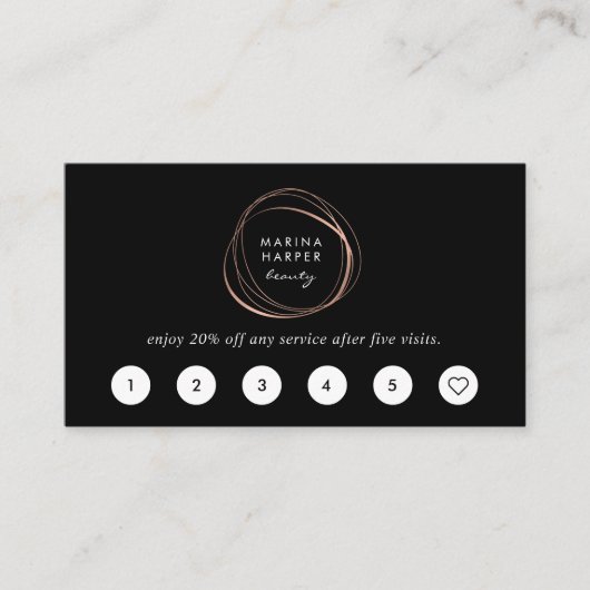 Faux Roos Gold Abstracte Logo Loyalty Kaarten (Voorkant)