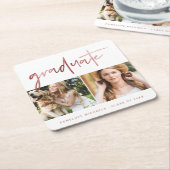 Faux Roos Gold Afstuderen Script Photo Grid Wit Kartonnen Onderzetters (Schuin)