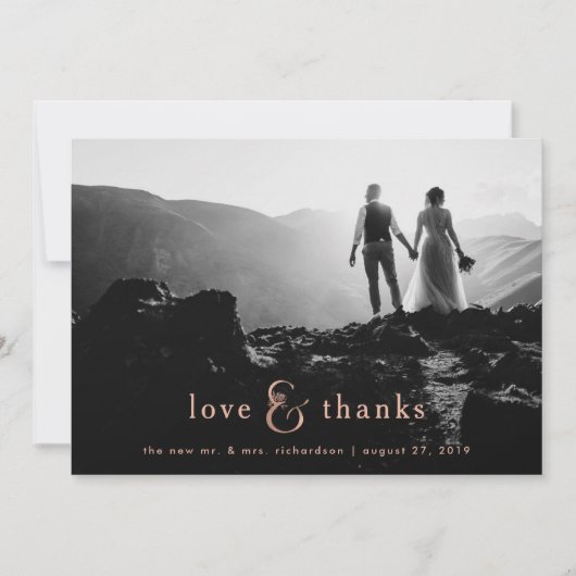 Faux Roos Gold Ampersand | Vier foto-dank Bedankkaart (Voorkant)