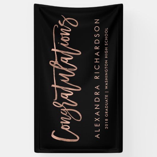 Faux Roos Gold Blik Gefeliciteerd | Afstuderen | Spandoek (Verticaal)