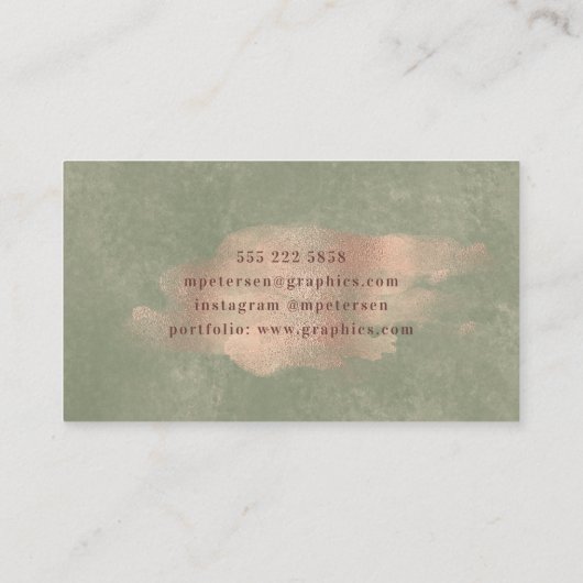 Faux Roos Gold Blush Sage Groen | grafisch ontwerp Visitekaartje (Achterkant)