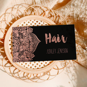 Faux roos gold boho floral mandala hair typografie visitekaartje