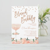 Faux Roos Gold Brunch Bubble Vrijgezellenfeest Kaart (Staand voorkant)