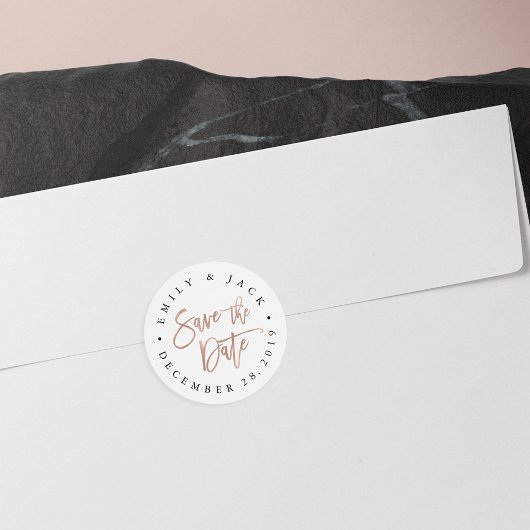 Faux Roos Gold Brush Verzegd sparen de Datum Ronde Sticker