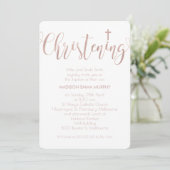 Faux Roos Gold Calligraphy Christening Invitation Kaart (Staand voorkant)