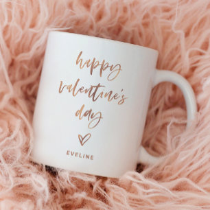 Faux Roos Gold Casual Script en Heart Valentijn Koffiemok