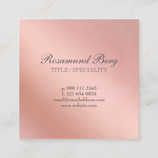 Faux Roos Gold Circle Monogram Vierkante Visitekaartje (Achterkant)