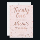 Faux roos gold confetti blush 21st Birthday name 2 Kaart<br><div class="desc">Faux roos gold confetti splatters blush roze 21st Birthday custom name. Een moderne uitnodiging van een 21e verjaardag met moderne, originele en eenvoudige faux roos gouden folie-uitnodiging met roos gouden confetti splatters en met de hand geschreven stijl borsteltypografie op een volledig aanpasbare pastelroze kleur achtergrond en zwart aan de achterkant....</div>