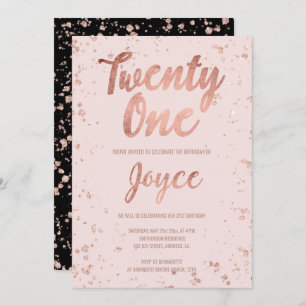 Faux roos gold confetti blush 21st Birthday name Kaart