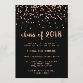 Faux Roos Gold Confetti Graduation Party | Zwart Kaart
