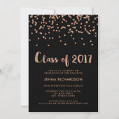 Faux Roos Gold Confetti Graduation Party | Zwart Kaart (Voorkant)