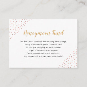 Faux Roos Gold Confetti Honeymoon Fund Informatiekaartje