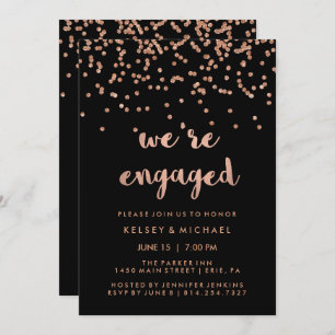 Faux Roos Gold-Confetti op de Zwarte Engagement Pa Kaart
