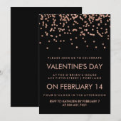 Faux Roos Gold Confetti op zwarte Valentijnsdag Kaart (Voorkant / Achterkant)