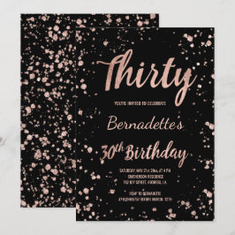 Faux roos gold confetti splatters 30th Birthday Kaart