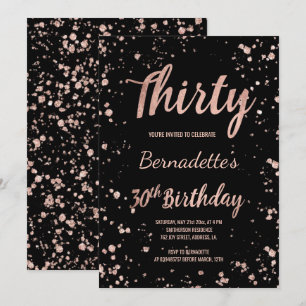 Faux roos gold confetti splatters 30th Birthday Kaart