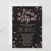 Faux roos gold confetti splatters Bat Mitzvah Kaart (Voorkant)