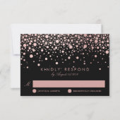 Faux Roos Gold Confetti Stippen Black Weddenschap  RSVP Kaartje (Voorkant)