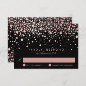 Faux Roos Gold Confetti Stippen Black Weddenschap  RSVP Kaartje (Voorkant / Achterkant)