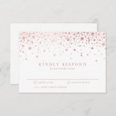 Faux Roos Gold Confetti Stippen White Wedding RSVP (Voorkant / Achterkant)