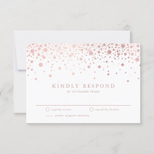 Faux Roos Gold Confetti Stippen White Wedding RSVP