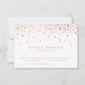 Faux Roos Gold Confetti Stippen White Wedding RSVP Kaartje (Voorkant)