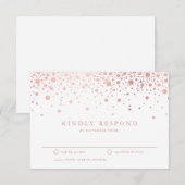Faux Roos Gold Confetti Stippen White Wedding RSVP Kaartje (Voorkant / Achterkant)